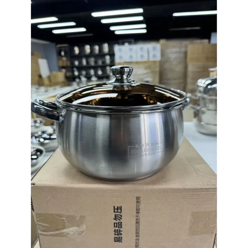 【出口外贸】24CM/304不锈钢特厚苹果汤锅煮面锅用煲汤锅炉通用厨具
