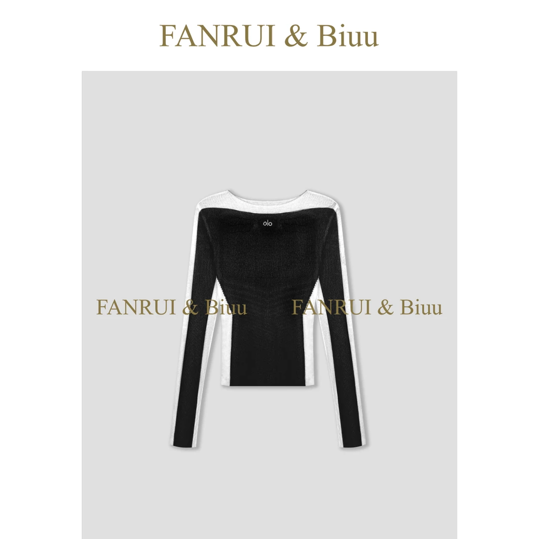 FANRUI/泛芮「甜酷玩家」撞色拼接设计感软糯修身显瘦针织衫B17550