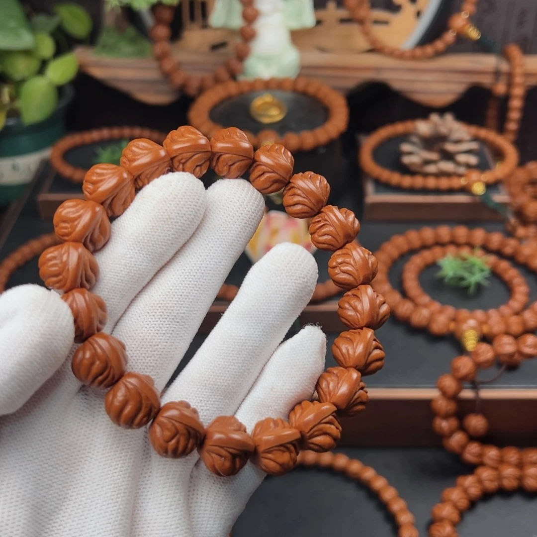 吊坠桃核瞎**砍1.4顶货双脊龙手串