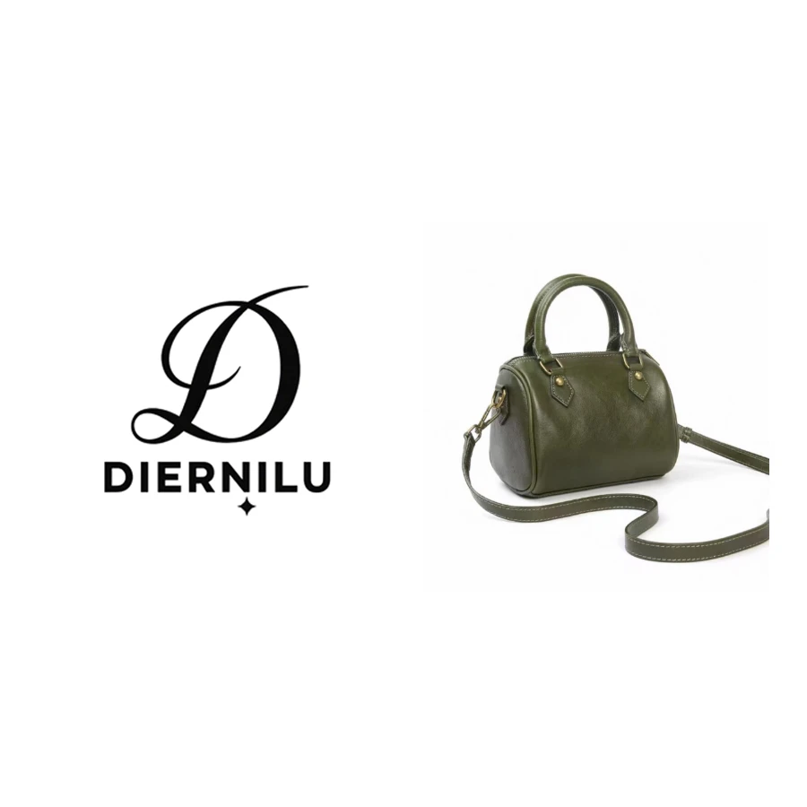 【晚晚真皮高定】头层牛皮极简风单肩斜挎枕头包W1033绿色