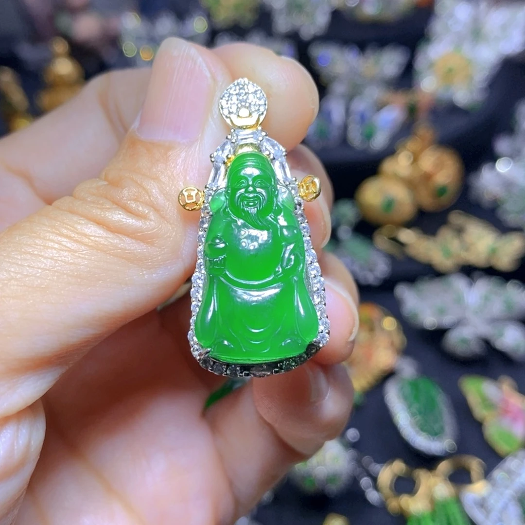 翡翠银S925镶嵌套链天然翡翠