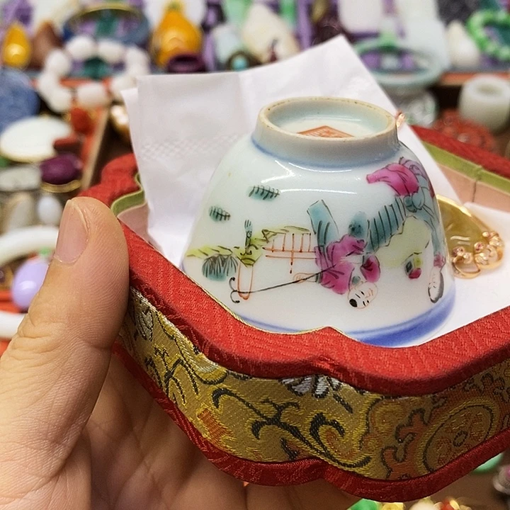 用***0青花手绘小主人杯子