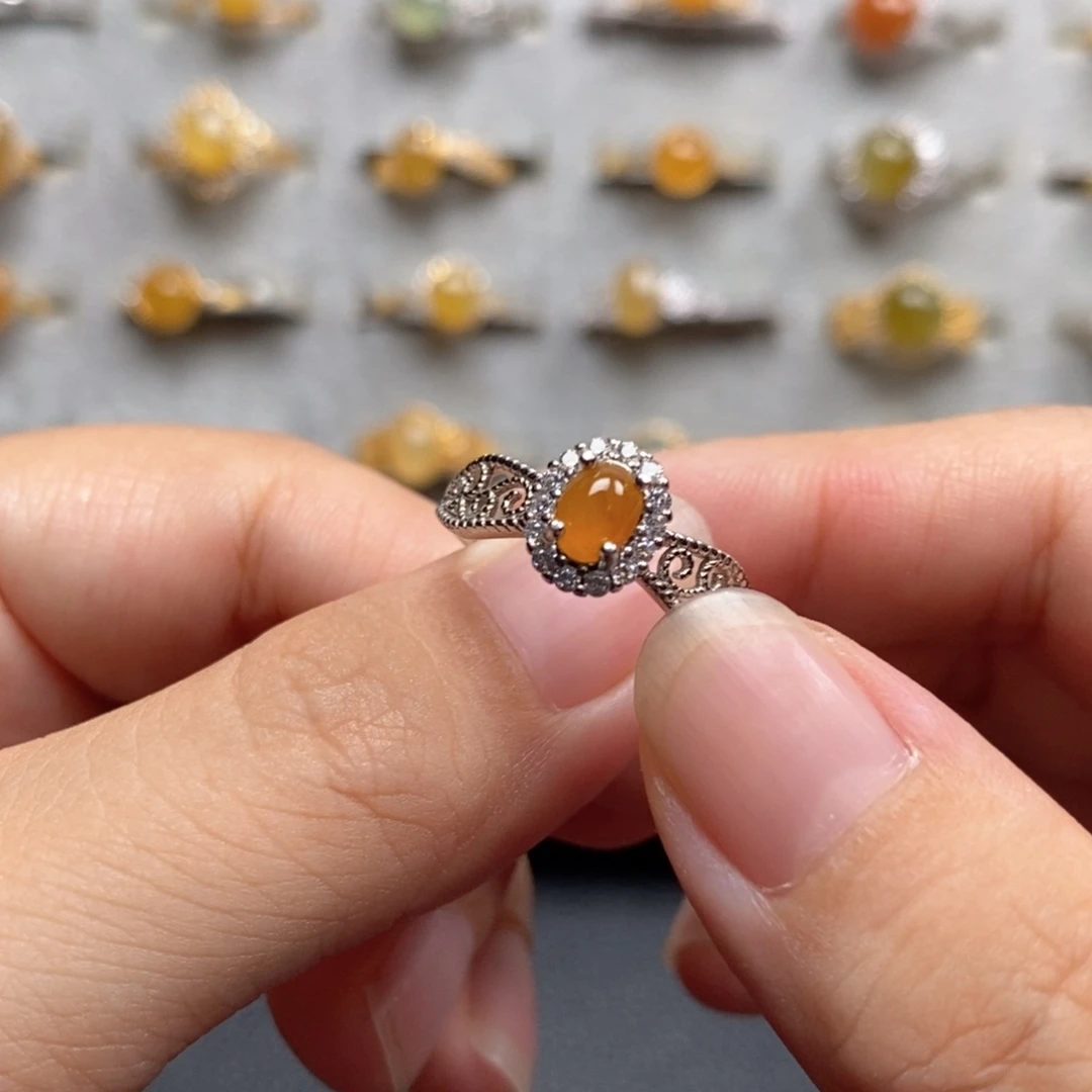 翡翠戒指银S925镶嵌戒指