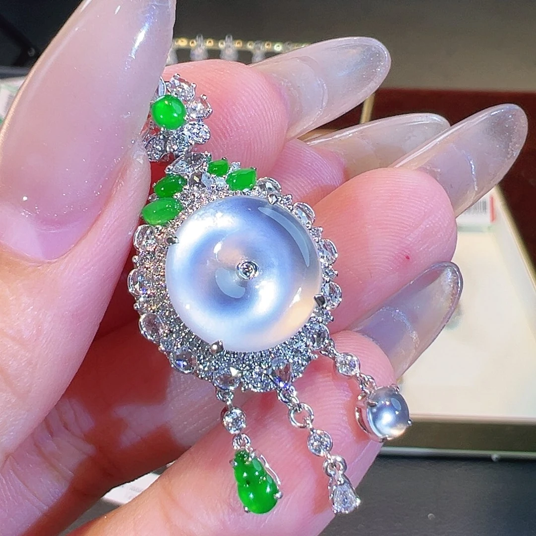 翡翠18K金镶嵌吊坠(不含链)翡翠