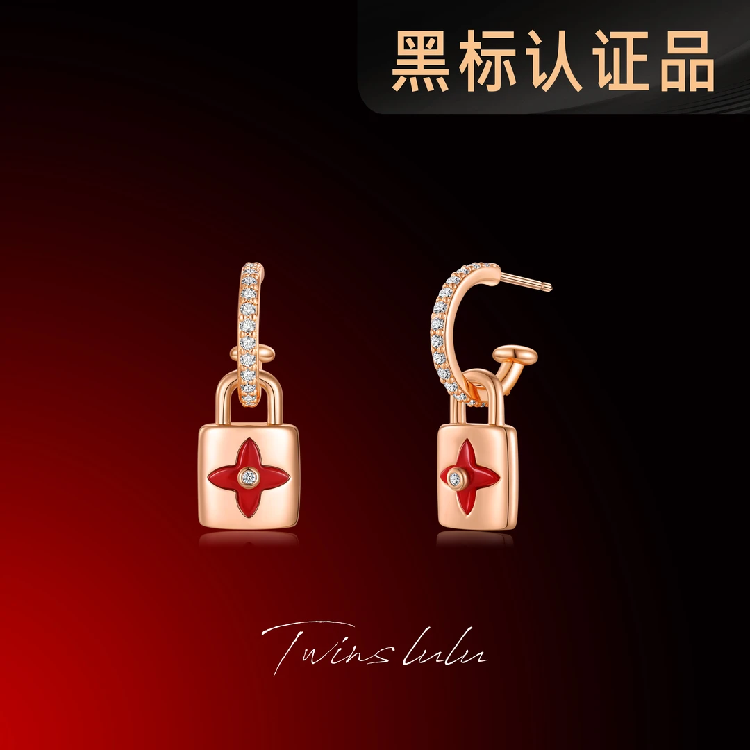 TWINS LULU 镀k金 【锁住幸运】手工穿锁C形老花锁耳环TSL2688