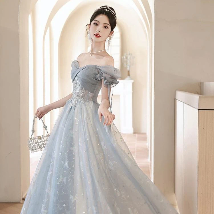 晚礼服蓝色裙2025新款宴会法式气质公主声乐艺考演出女公司年会女