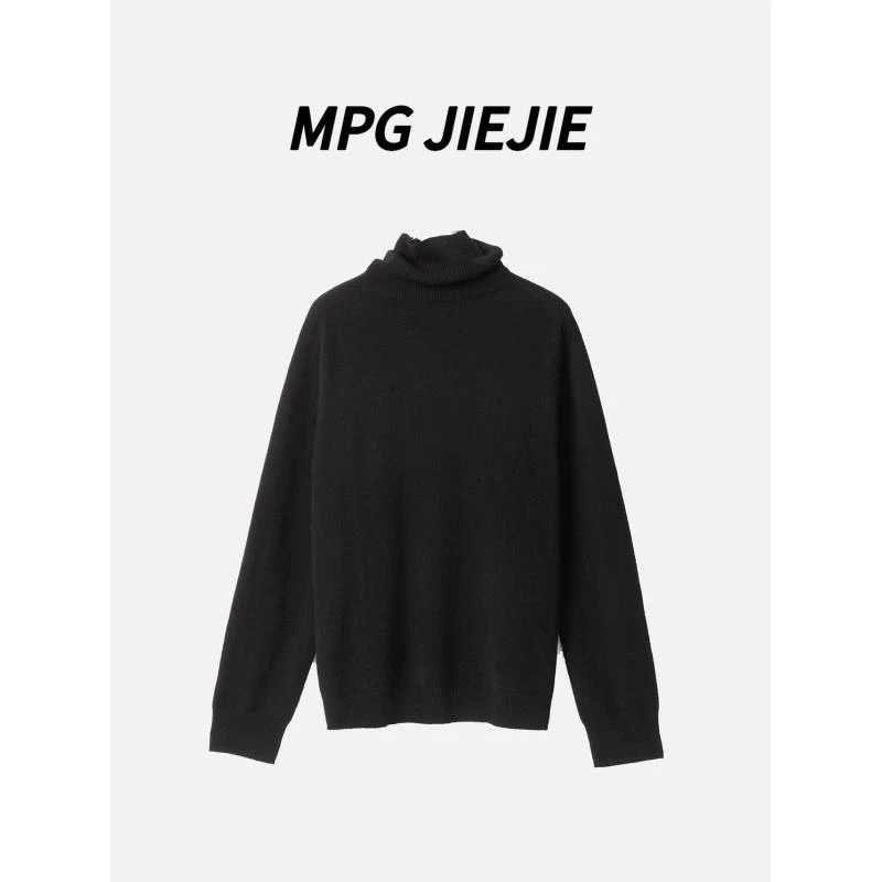 MPG JIEJIEMPGJIEJIE【暖宝宝】高领毛衣针织女士黑色大码打底衫