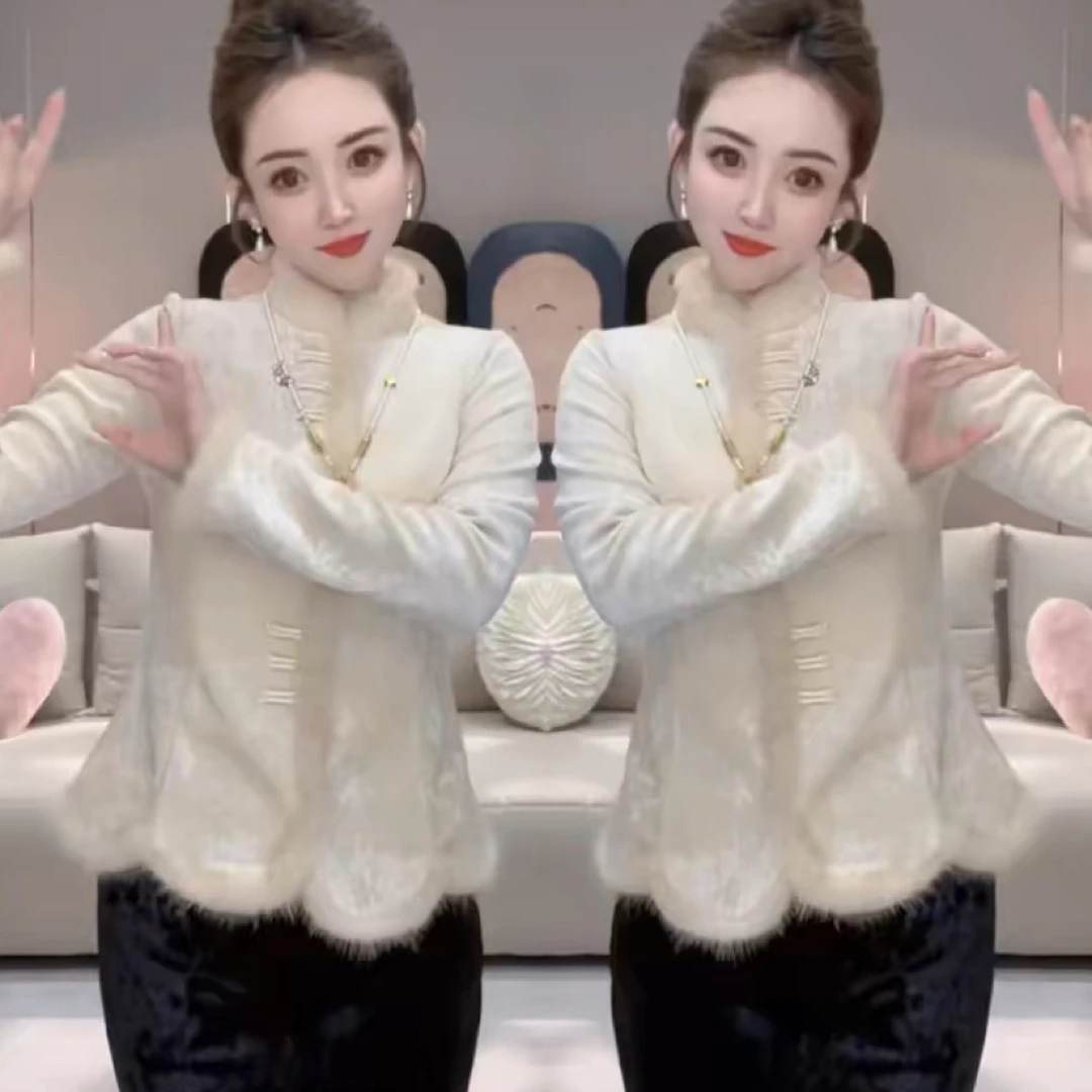 053新中式国风女装夹棉外套洋气修身显瘦百搭立领保暖上衣潮