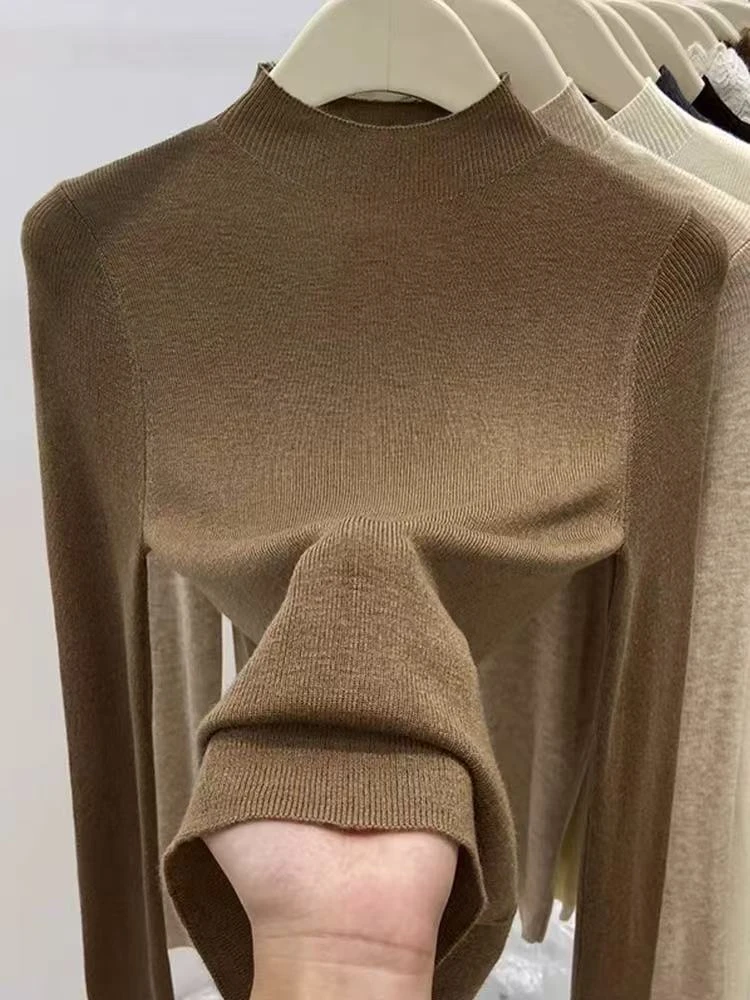 2025新款秋冬半高领修身内搭羊毛净面高级感针织上衣1134