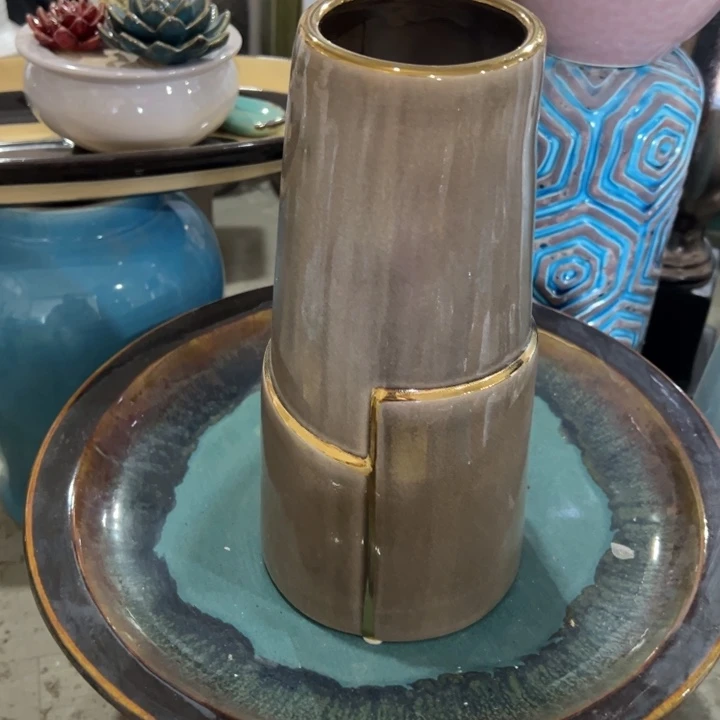 陶瓷花瓶摆件微瑕捡漏出高27口7公分