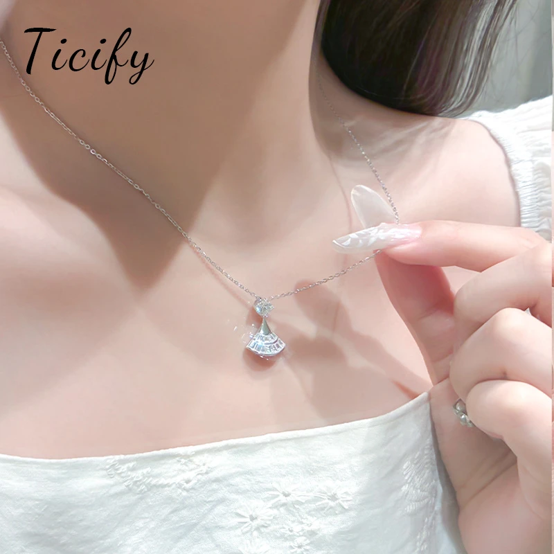 ticify 坠链均925银莫桑石 裙摆项链轻奢小众高级原创送女友礼物