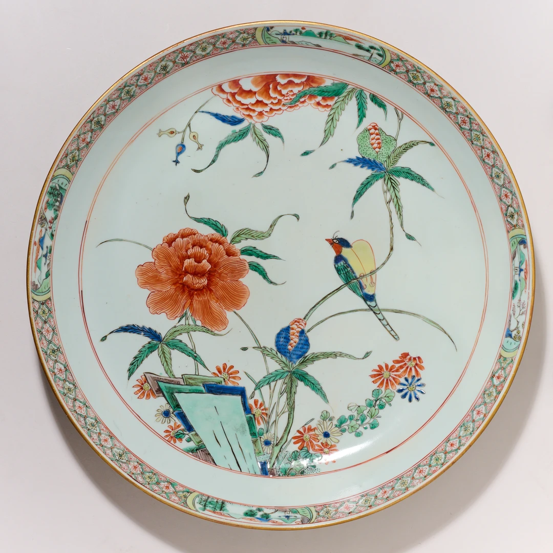 【拍卖预展】5500清康熙·五彩花鸟纹大盘