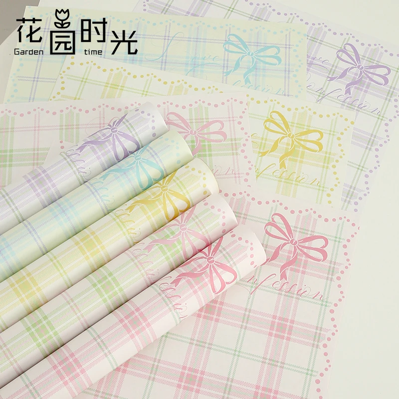 【花园时光】母亲节简约格子包装纸风华纸加厚鲜花包装花束花艺资材