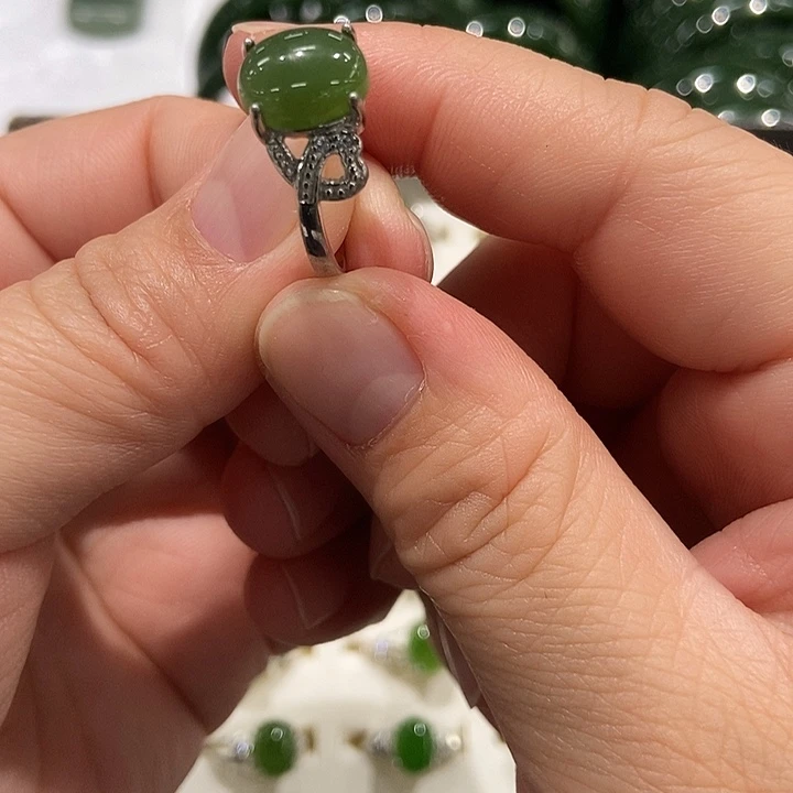 和田玉银S925镶嵌戒指