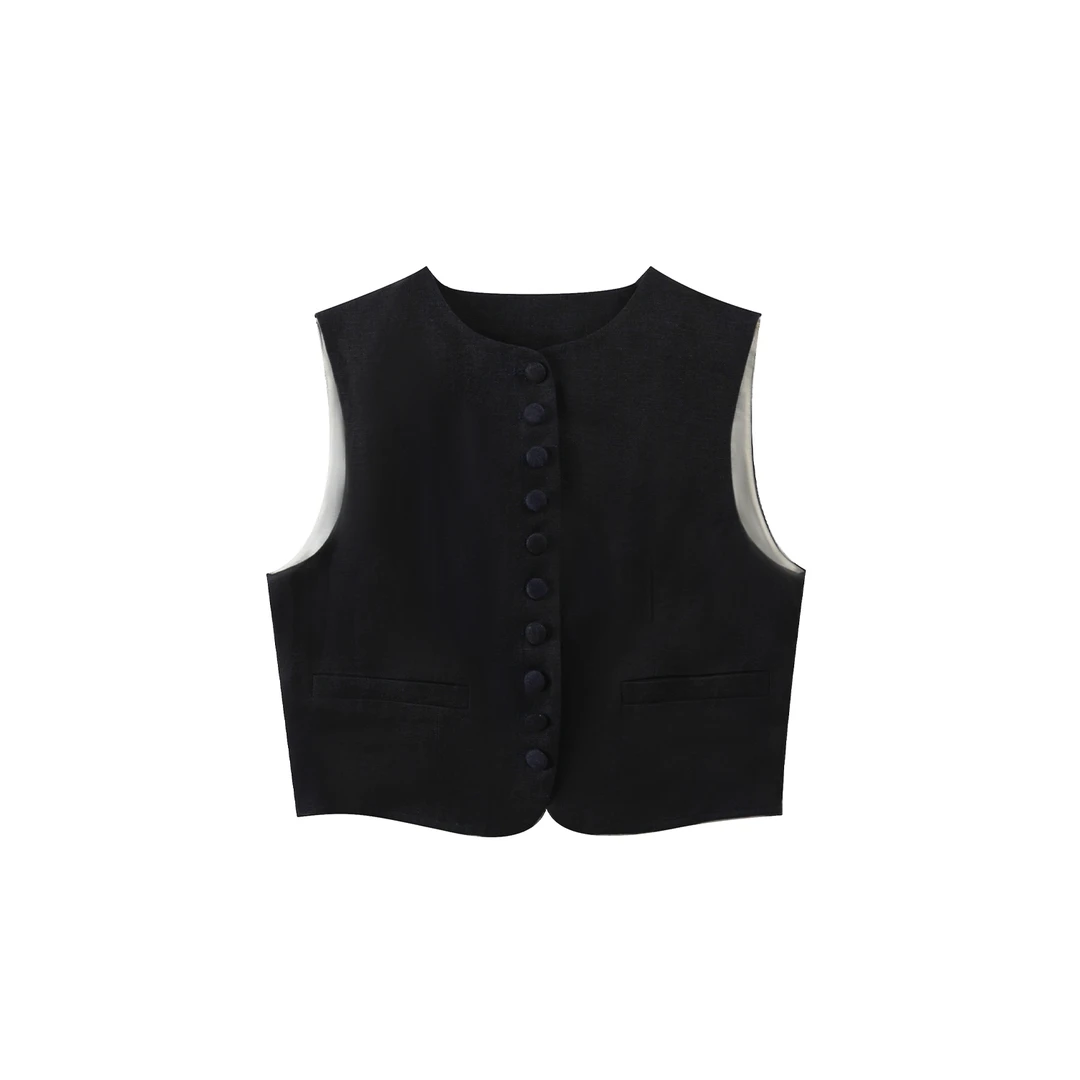 【UJ STUDIO】百搭气质纯色无袖马甲背心女WU43M027