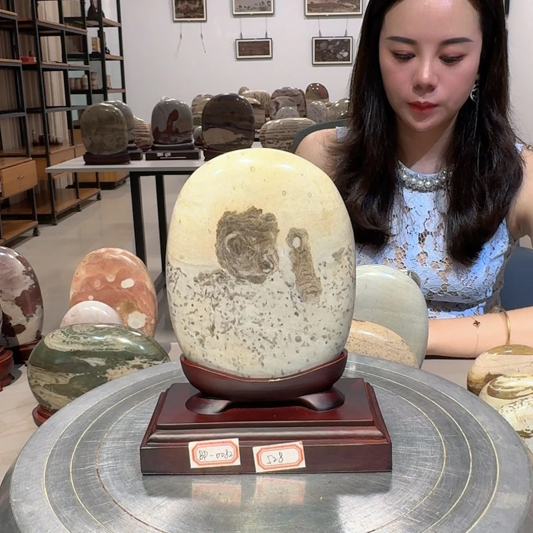 长江画面石精品摆件