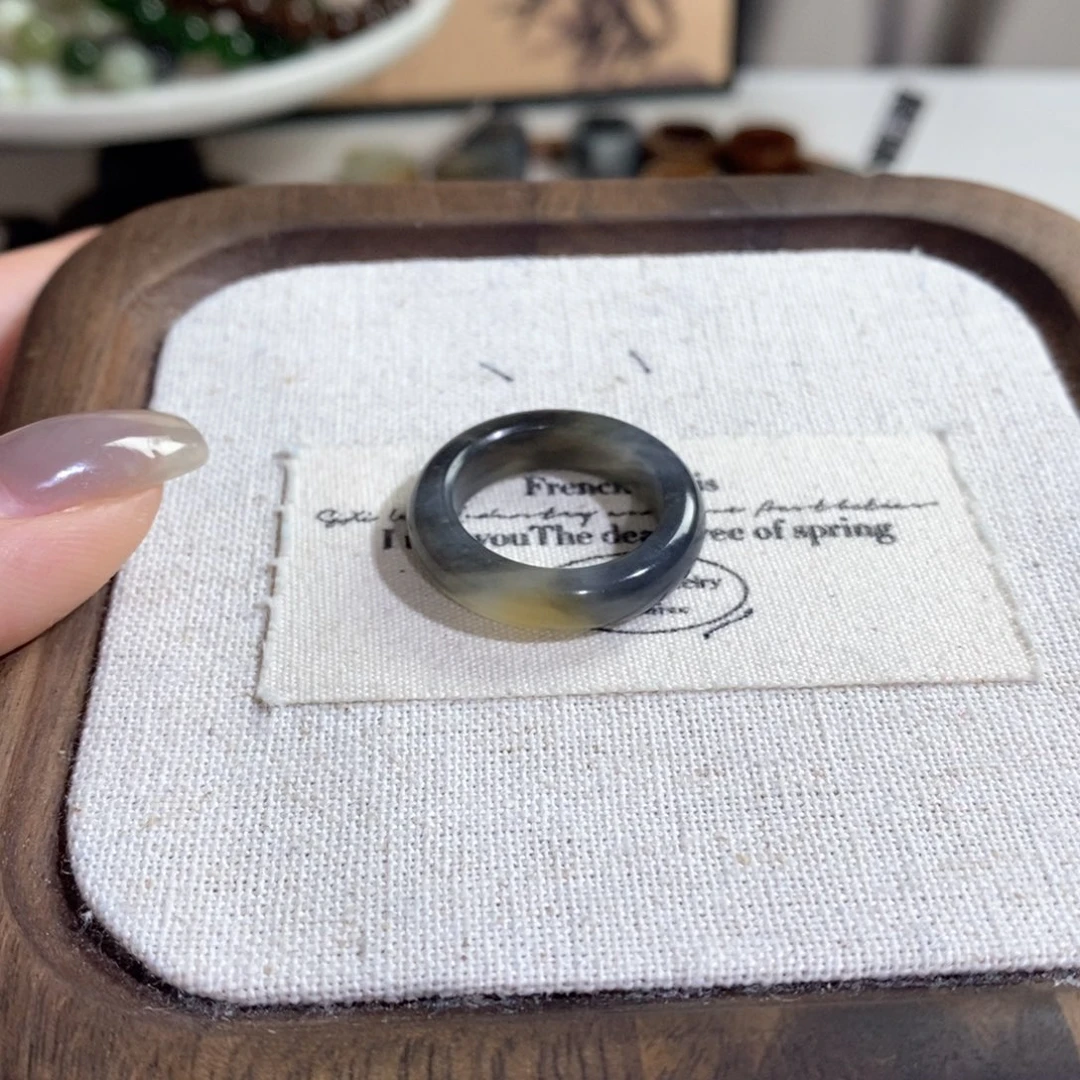 和田玉戒指未镶嵌圈口14