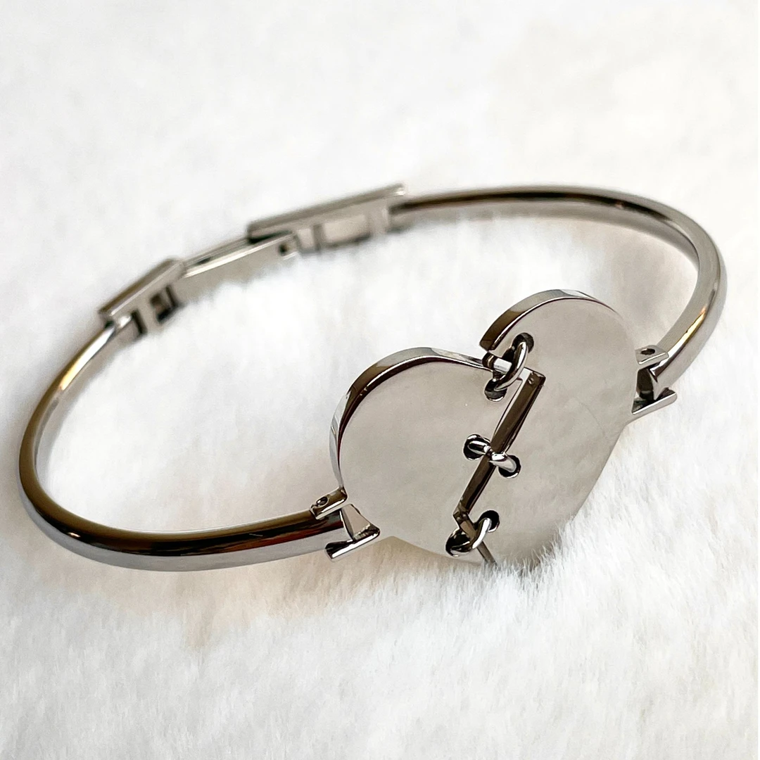 合金手链 银色爱心手链手镯中古vintage