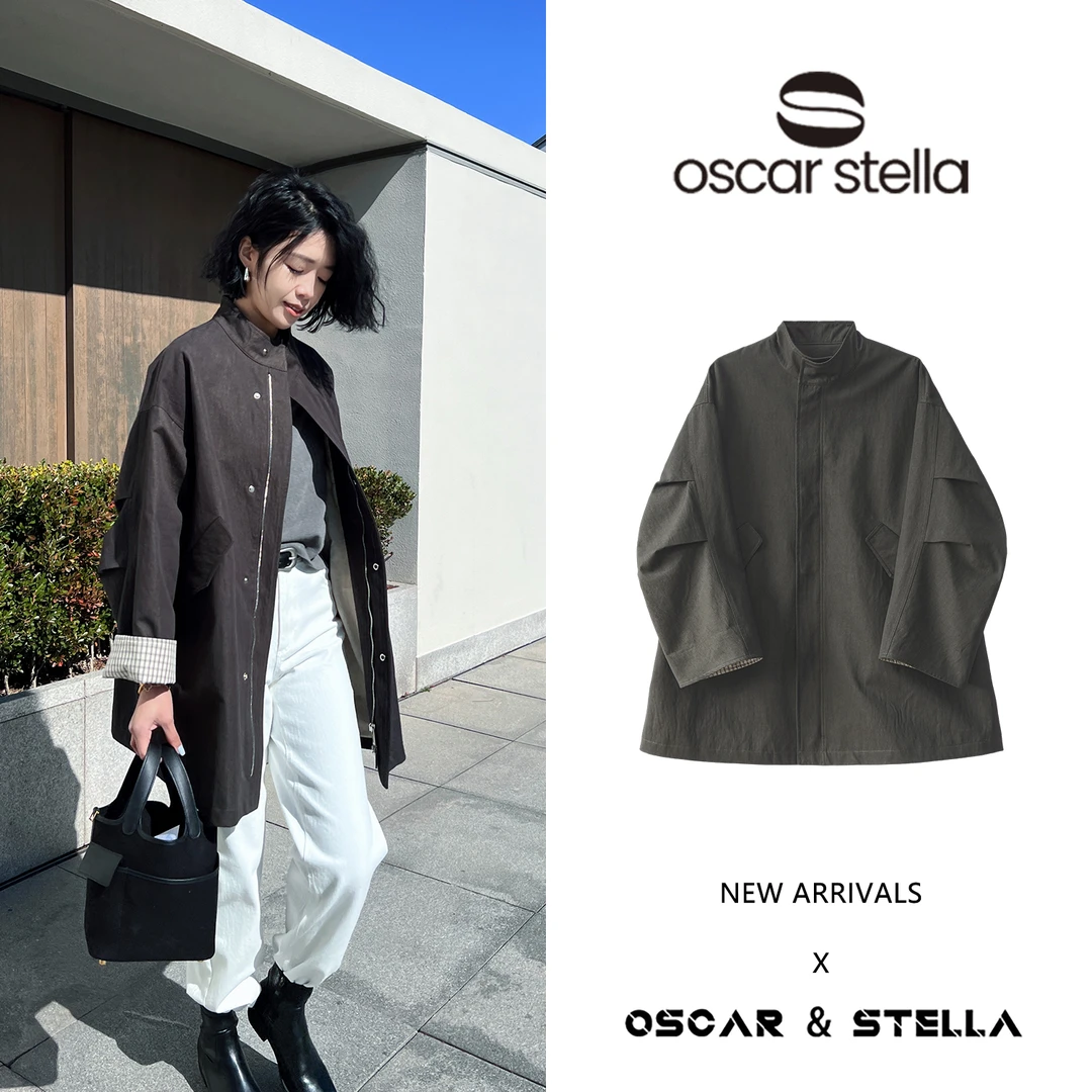 OSCAR&STELLA【自由诗】新款春季宽松立领户外风衣外套187-5006