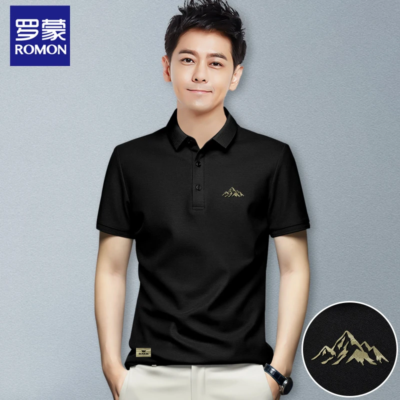 夏高档男士中青年薄款商务时尚透气修身休闲冰感翻领Polo短袖5210