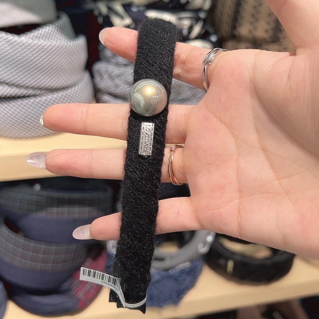 皮质铁合金黑色珠珠发箍