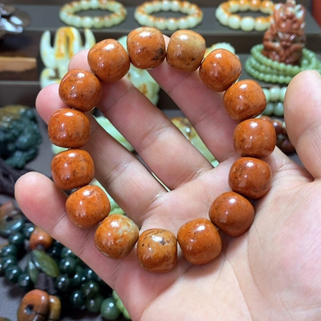 岫岩河磨玉（透闪石质玉）手串卡16未镶嵌暮**洋