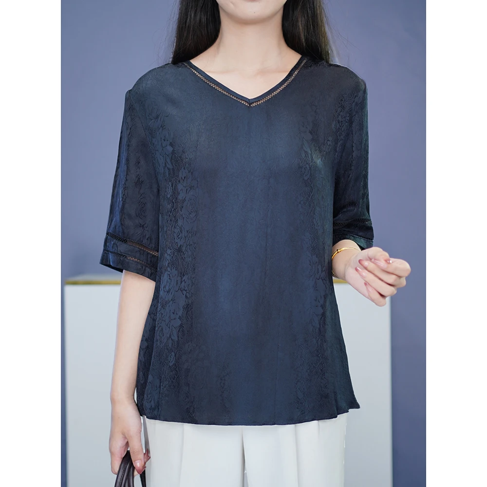 洋气时尚精致短袖T恤温婉大方漂亮衣服胖妹妹大码女装遮肚子上衣