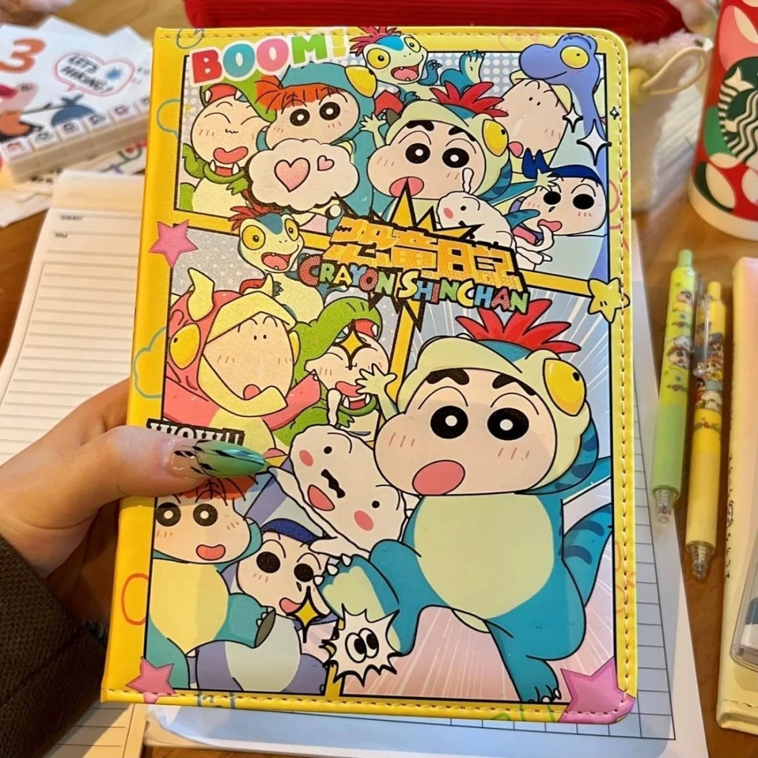 爆款蜡笔小新皮质笔记本可爱小新高颜值彩色内页横线记事本学生本