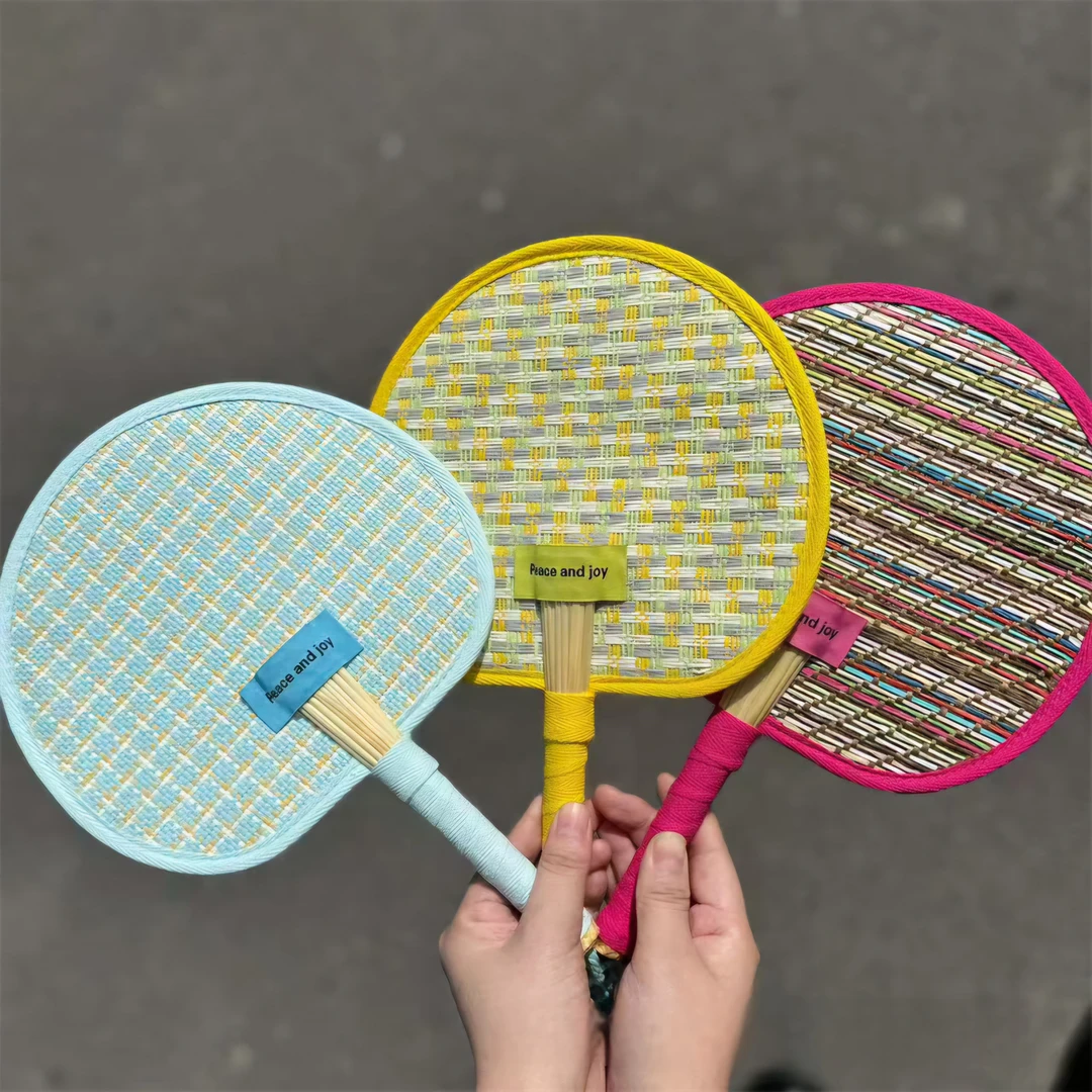 【多多专属】多巴胺款式手工编织多巴胺麦秆扇拍照扇子夏季手工