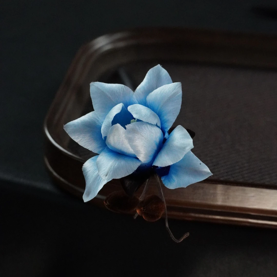 玉蓝君 发簪非遗绒花玉兰花南京绒花手工艺古风唐风发簪头饰气质