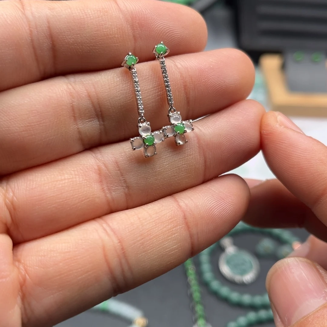 翡翠银S925镶嵌耳饰福利