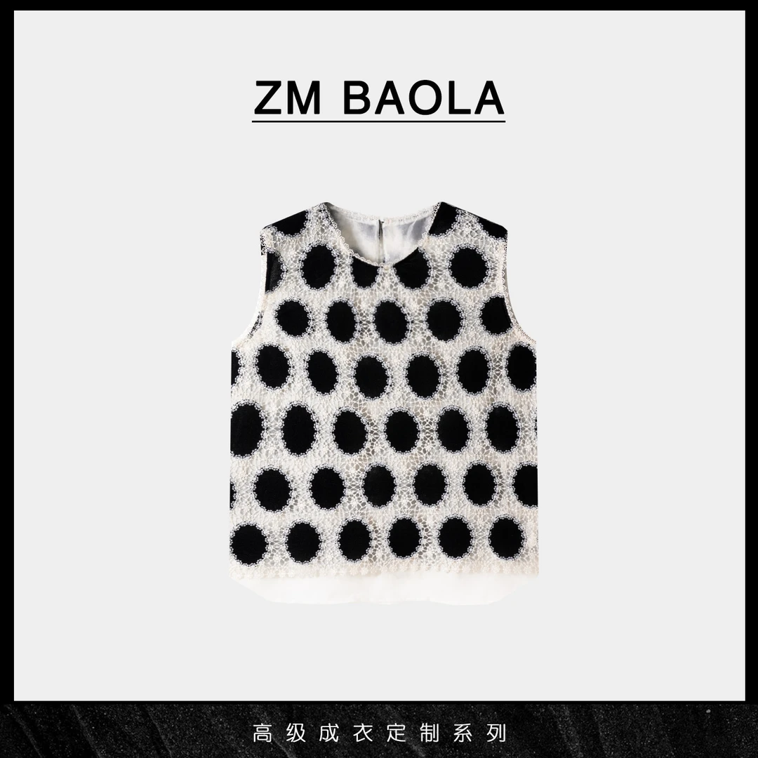 ZM BAOLA【星落】蕾丝网纱拼接黑底设计上衣BM1068-M2