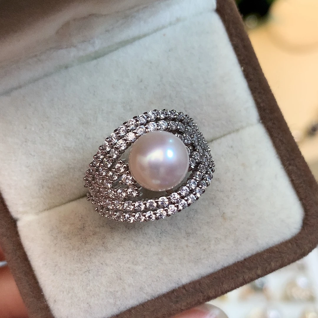 淡水珍珠银S925镶嵌戒指