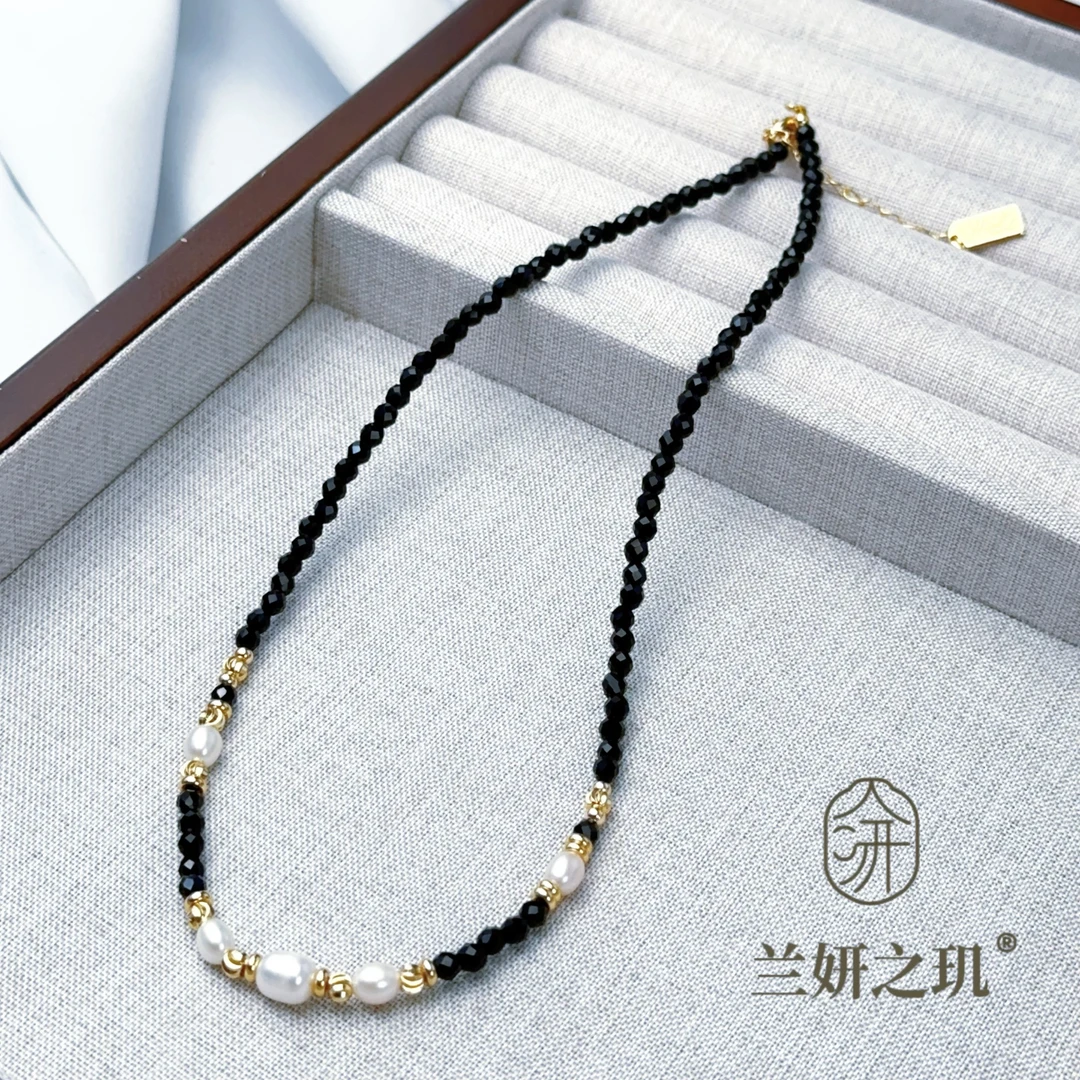 淡水珍珠 黑晶石珍珠项链 轻奢小众设计高级感气质百搭 8818