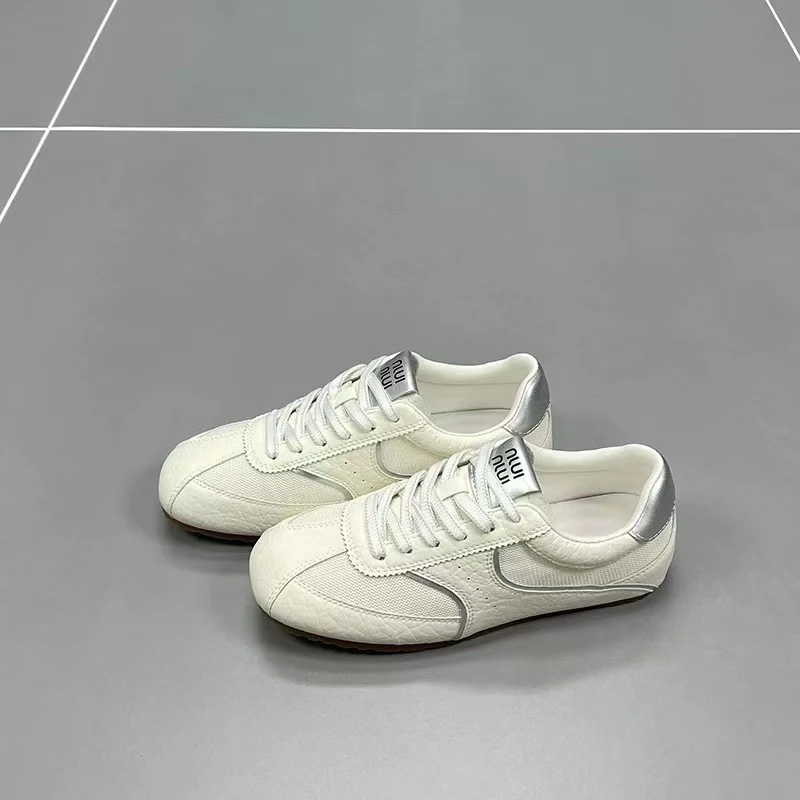 欧洲站2025春夏新款真皮德训鞋系带平底休闲运动板鞋爆款阿甘鞋女