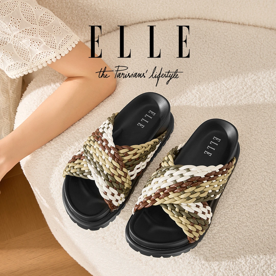 ELLE网红ins潮平底凉鞋女2025夏季新款海边度假配裙子沙滩凉拖鞋