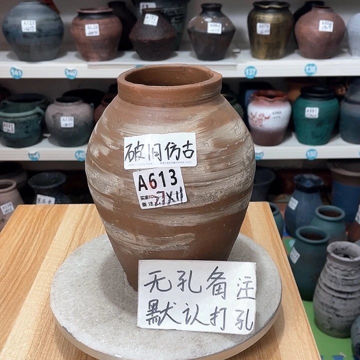 红陶手工制作工艺花盆