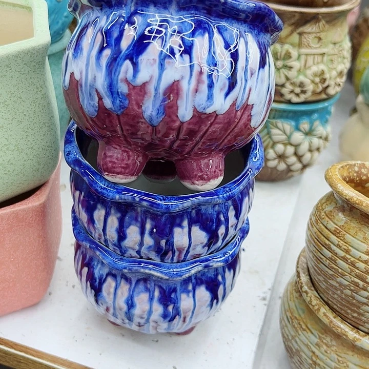 多肉绿植陶瓷花盆9.9包邮，有孔