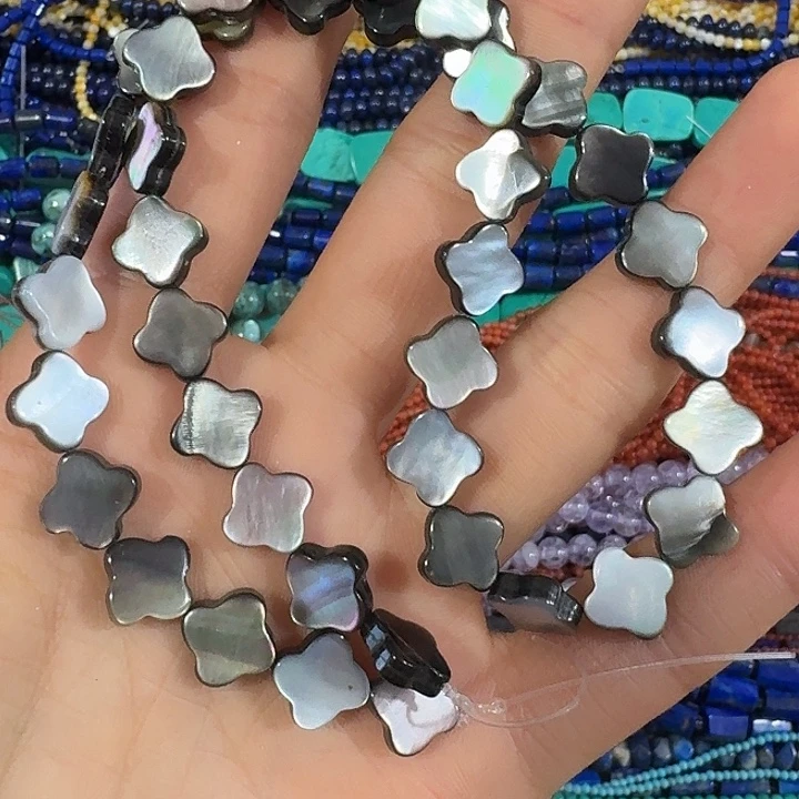 玛瑙/玉髓合金珠宝半成品一条10mm四叶草