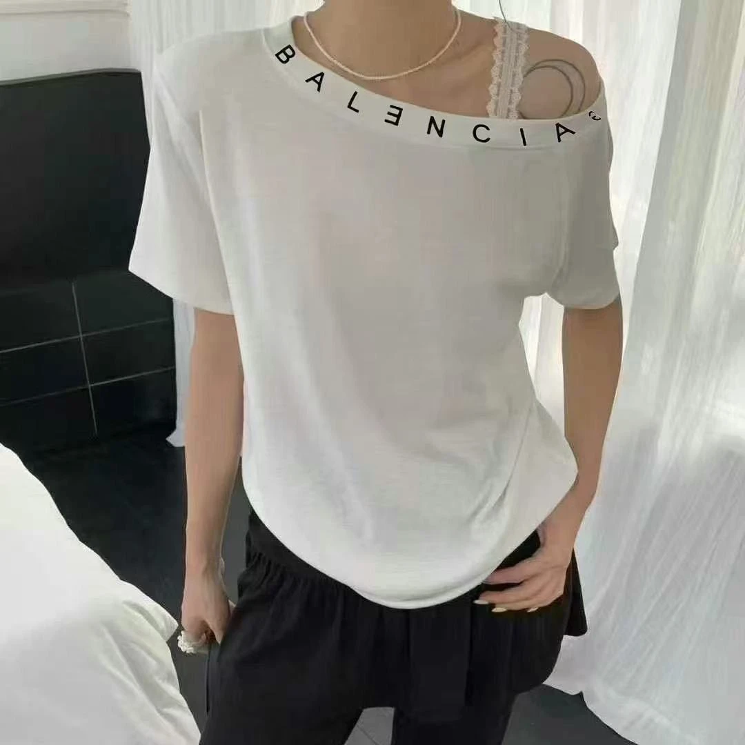 时尚白色宽松吸湿排汗印花短袖设计感T恤见外包装