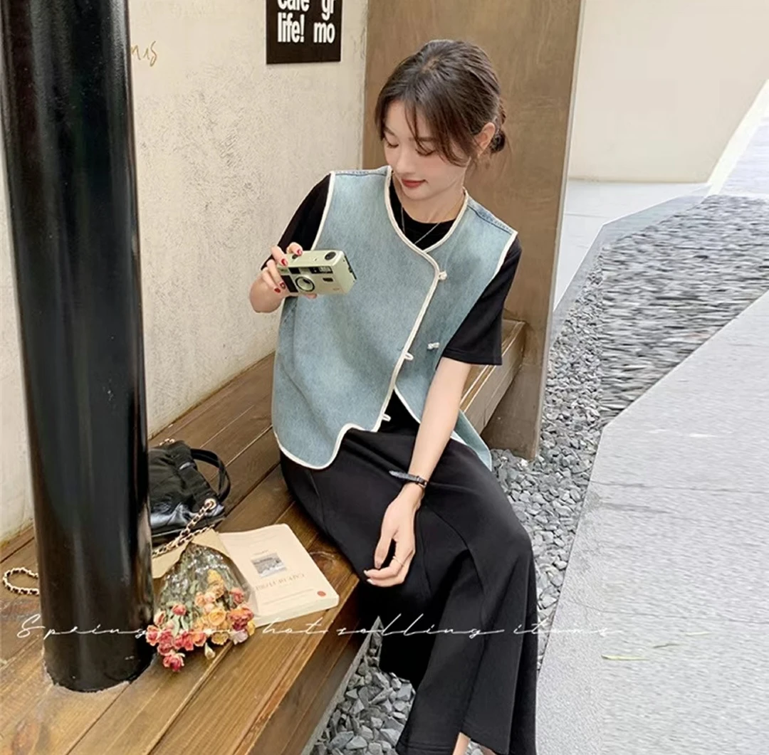菲菲家时尚显瘦牛仔国风马甲【款号8996】