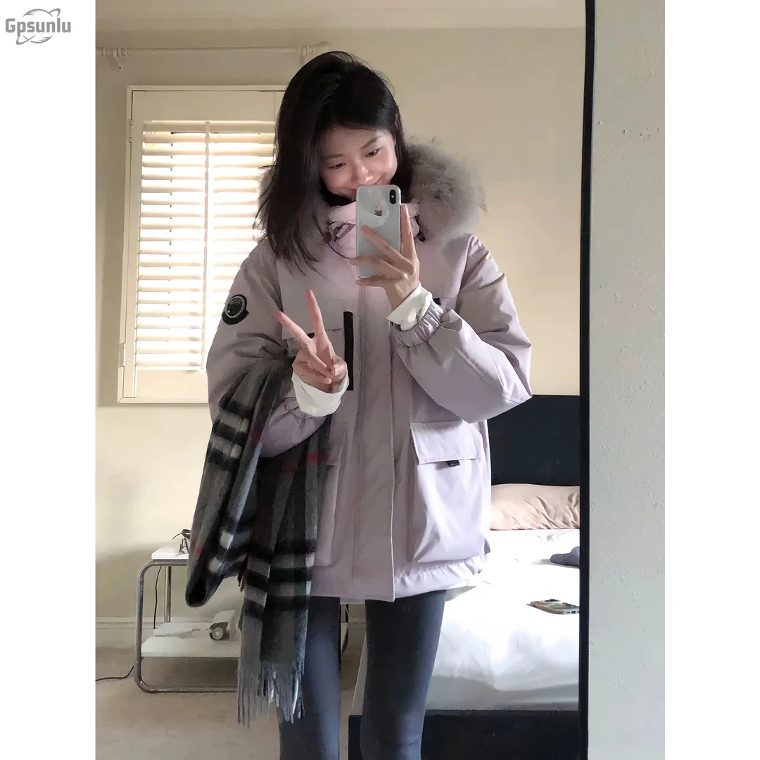 gpsunlu新款冬季派克服棉衣女士韩系棉服小简约宽松女士派克服