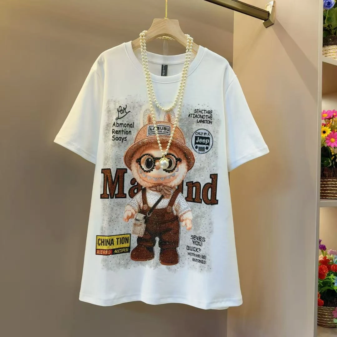 韩系卡通印花网红超火字母减龄T恤衣长74左右