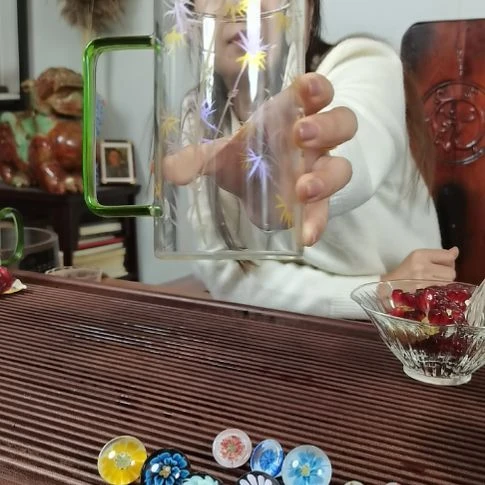 无盖款耐热玻璃紫琅凝金水杯