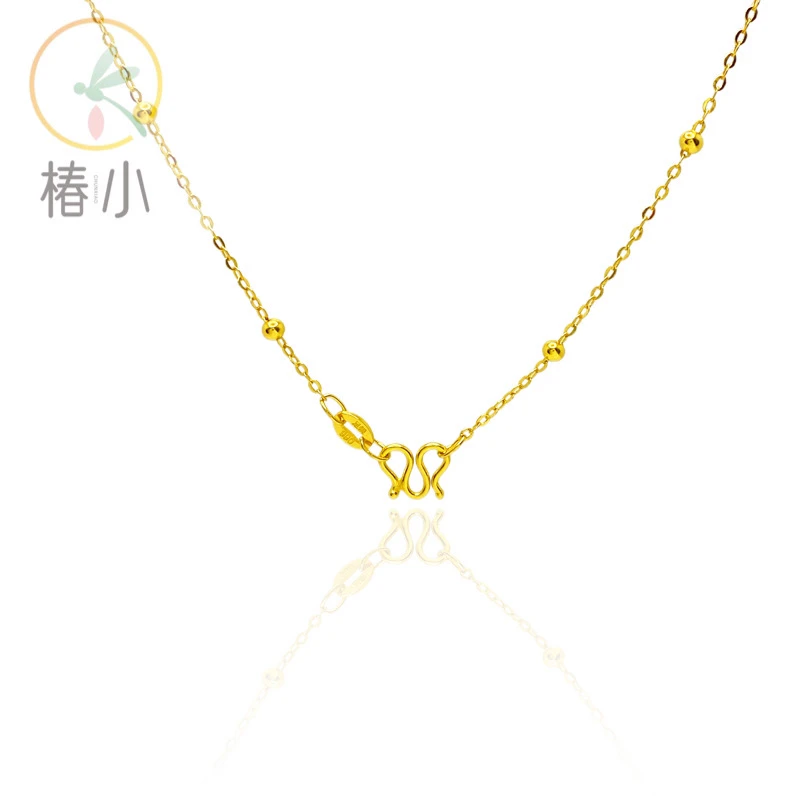 坠链均足银 999金色闪O满天星项链【椿小】NC5144