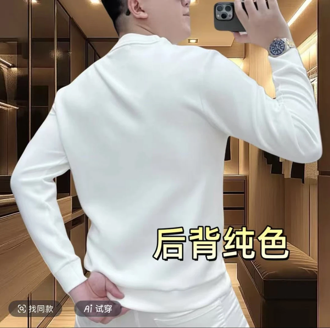 2025新款爆款男生卫衣时尚百搭痞帅圆领无帽男士内搭