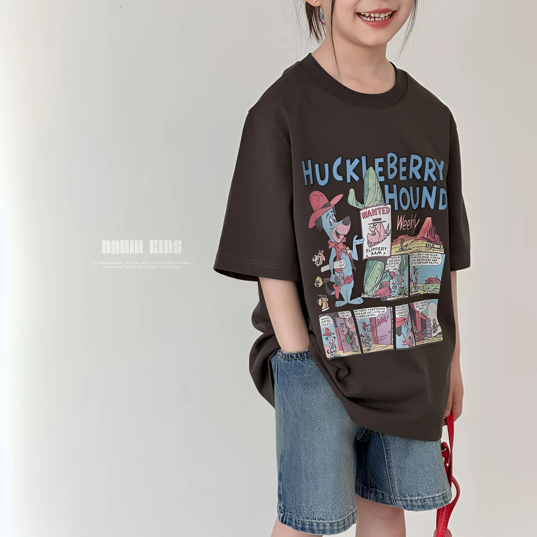 【嗒囜】50支潮牌双面棉 无手感数码印花 女童夏装宽松印花短袖T恤