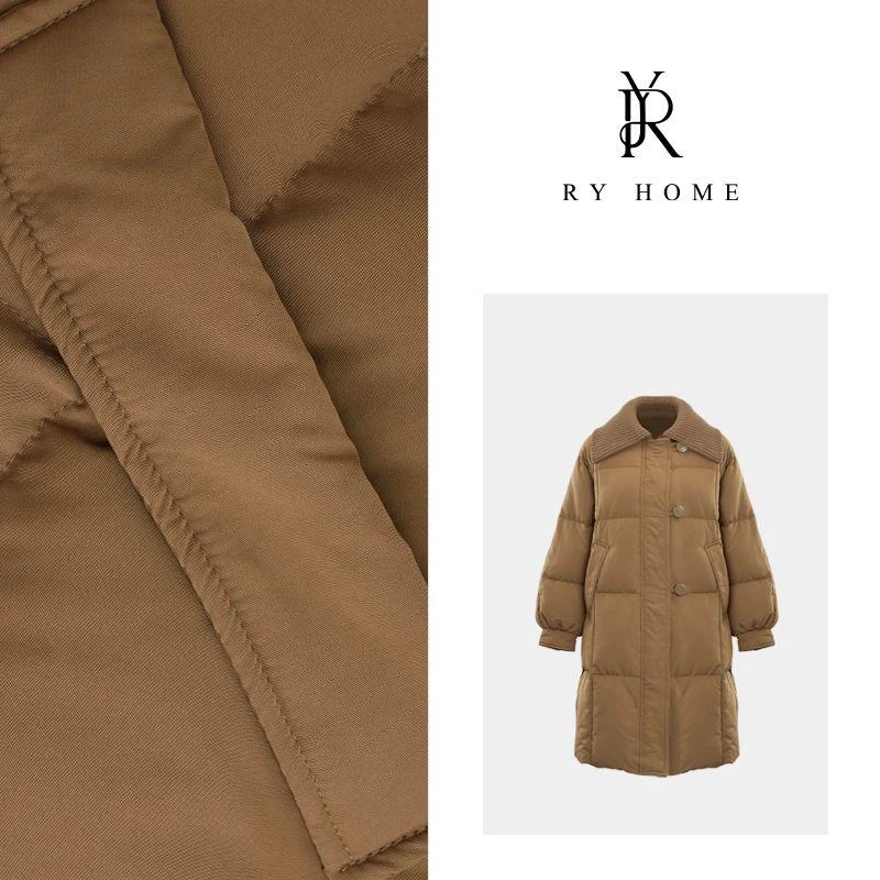 【容雨RYHOME】针织领中长款面包90白鸭绒服YF1174