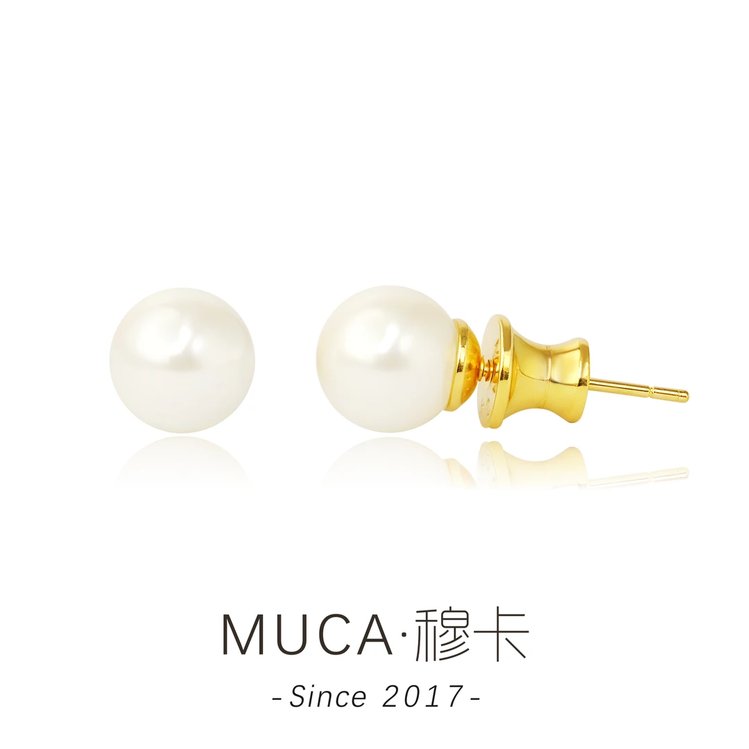 镀K金 【经典8mm】气质白色百搭小巧耳钉A1205