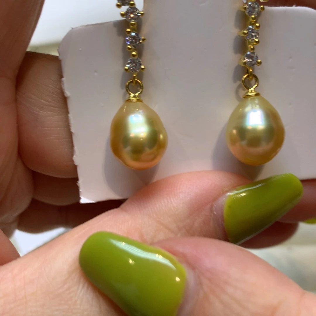 银S925镶嵌海水珍珠耳饰